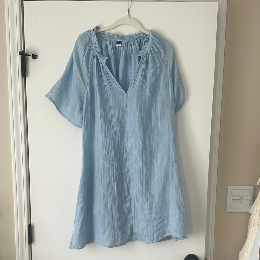 Old Navy Blue Casual Mini Sundress with V-Neck and Raglan Sleeves